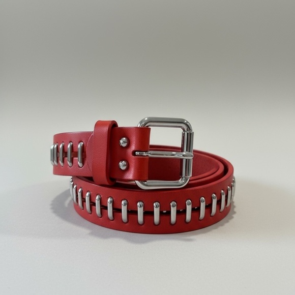 Fendi Accessories - Fendi Red with  Silvertone accents Vintage 1990's belt EUC